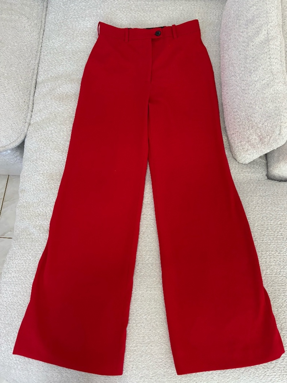 Zara Red High Waist Flare Pants | Wide Leg | Size M